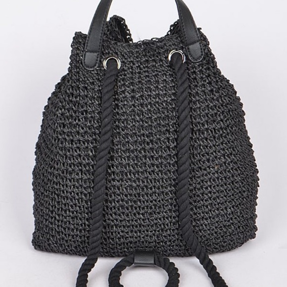 Black Braided Net / Woven Backpack - Picture 4 of 4